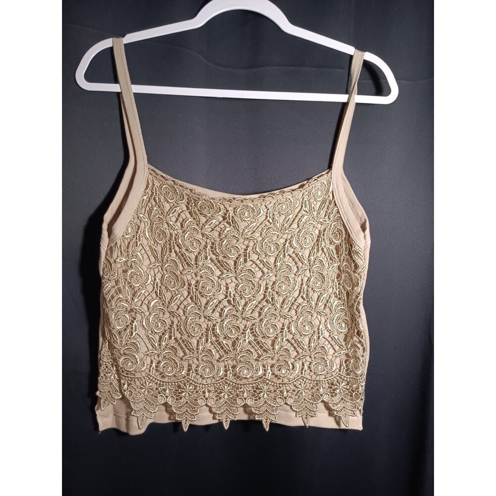 Awesome Wear Brown Lace Embroidered Floral Crop Top Women’s 3X Boho Festival